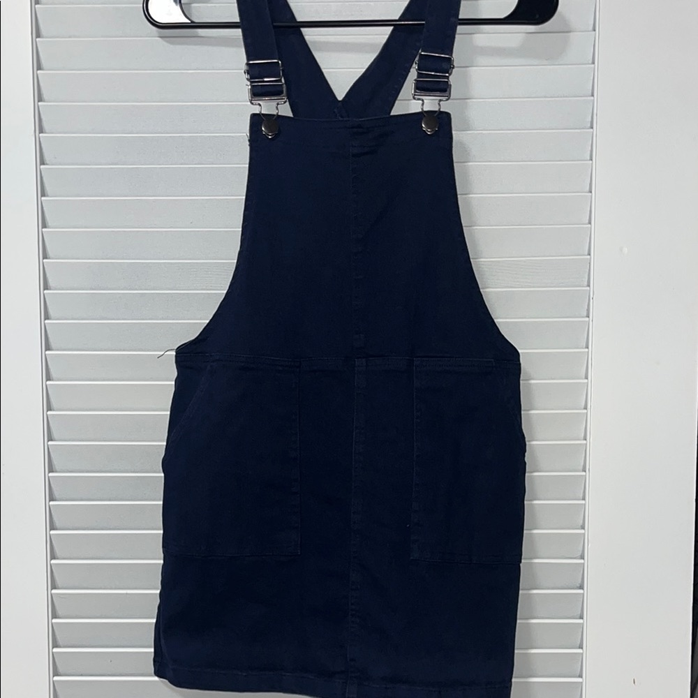 Navy Blue Denim Overall Dress